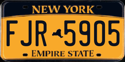NY license plate FJR5905