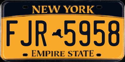 NY license plate FJR5958
