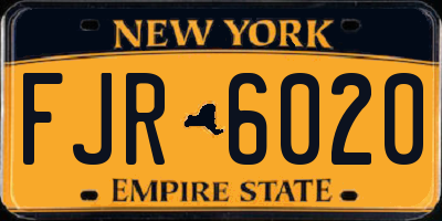 NY license plate FJR6020