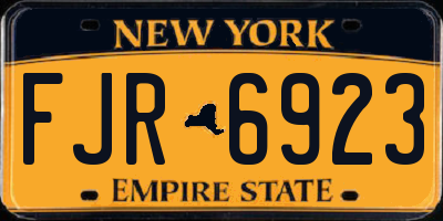NY license plate FJR6923