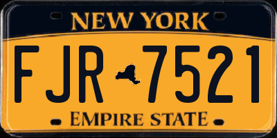 NY license plate FJR7521