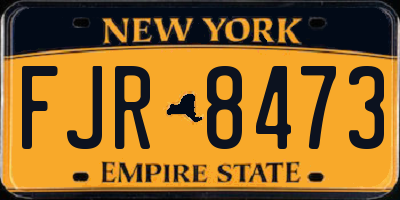 NY license plate FJR8473