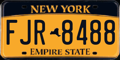 NY license plate FJR8488