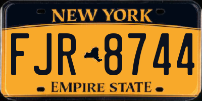 NY license plate FJR8744