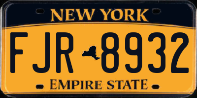 NY license plate FJR8932