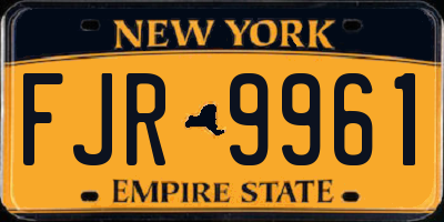 NY license plate FJR9961
