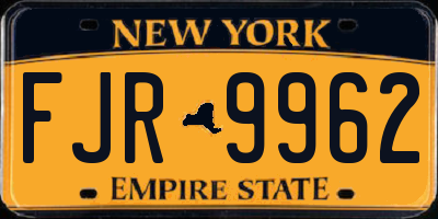 NY license plate FJR9962