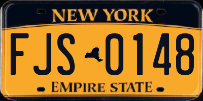 NY license plate FJS0148