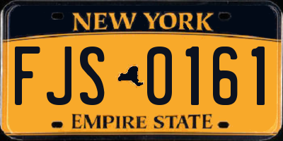 NY license plate FJS0161