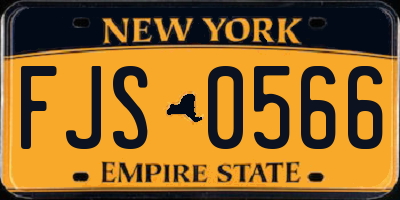NY license plate FJS0566
