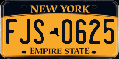 NY license plate FJS0625