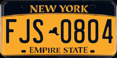 NY license plate FJS0804