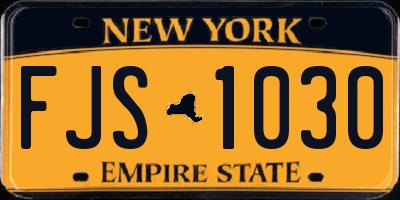 NY license plate FJS1030