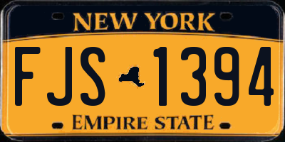 NY license plate FJS1394