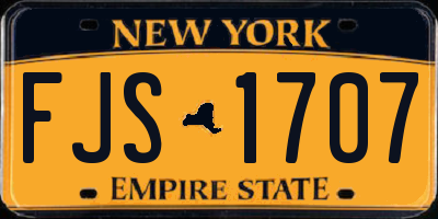 NY license plate FJS1707
