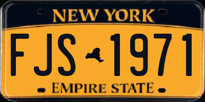 NY license plate FJS1971