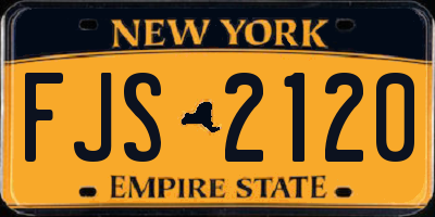 NY license plate FJS2120