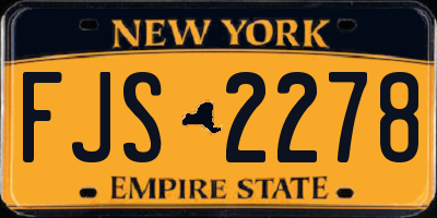 NY license plate FJS2278