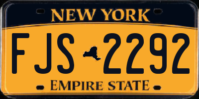 NY license plate FJS2292