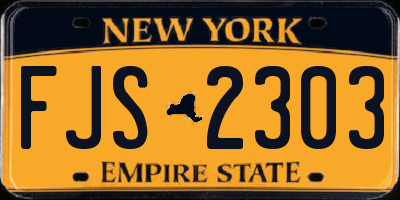 NY license plate FJS2303