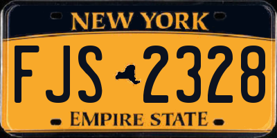 NY license plate FJS2328