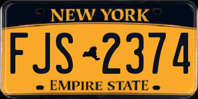 NY license plate FJS2374