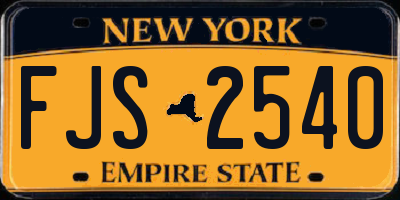 NY license plate FJS2540