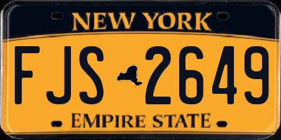 NY license plate FJS2649