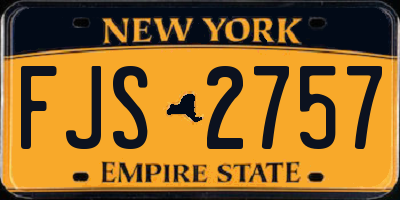 NY license plate FJS2757