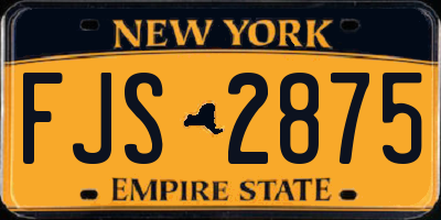NY license plate FJS2875