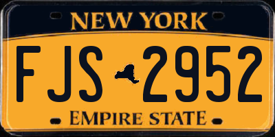 NY license plate FJS2952