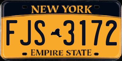 NY license plate FJS3172