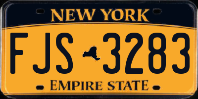 NY license plate FJS3283