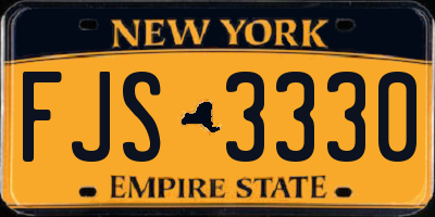 NY license plate FJS3330