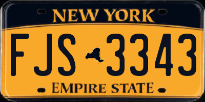 NY license plate FJS3343