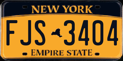NY license plate FJS3404