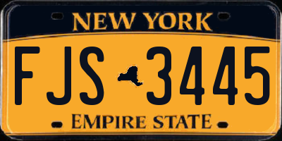 NY license plate FJS3445