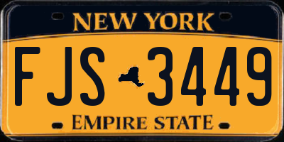NY license plate FJS3449