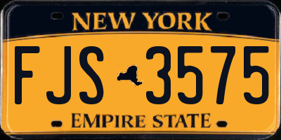 NY license plate FJS3575