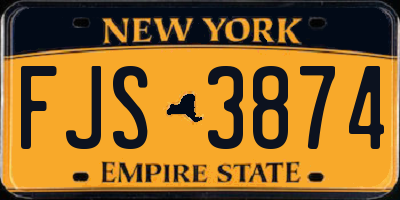 NY license plate FJS3874