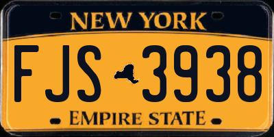 NY license plate FJS3938