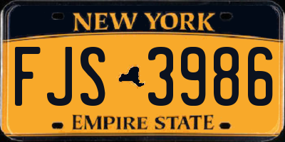 NY license plate FJS3986