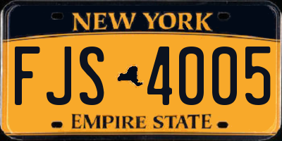NY license plate FJS4005