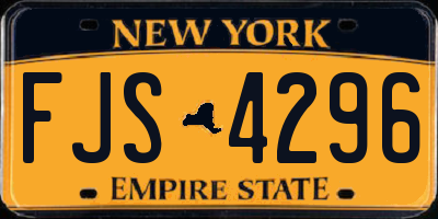 NY license plate FJS4296