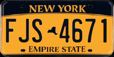 NY license plate FJS4671