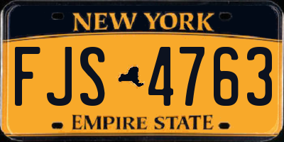 NY license plate FJS4763