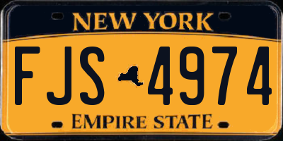 NY license plate FJS4974