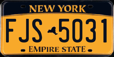 NY license plate FJS5031