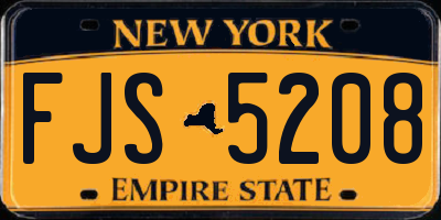 NY license plate FJS5208