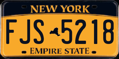 NY license plate FJS5218
